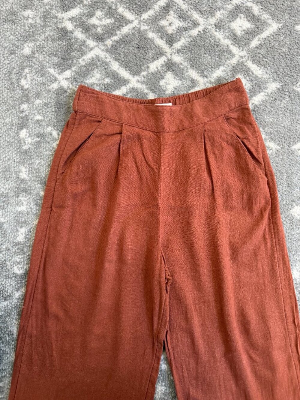 Abercrombie & Fitch Linen-Blend Pull-On Wide Leg Pants, Size Small Short